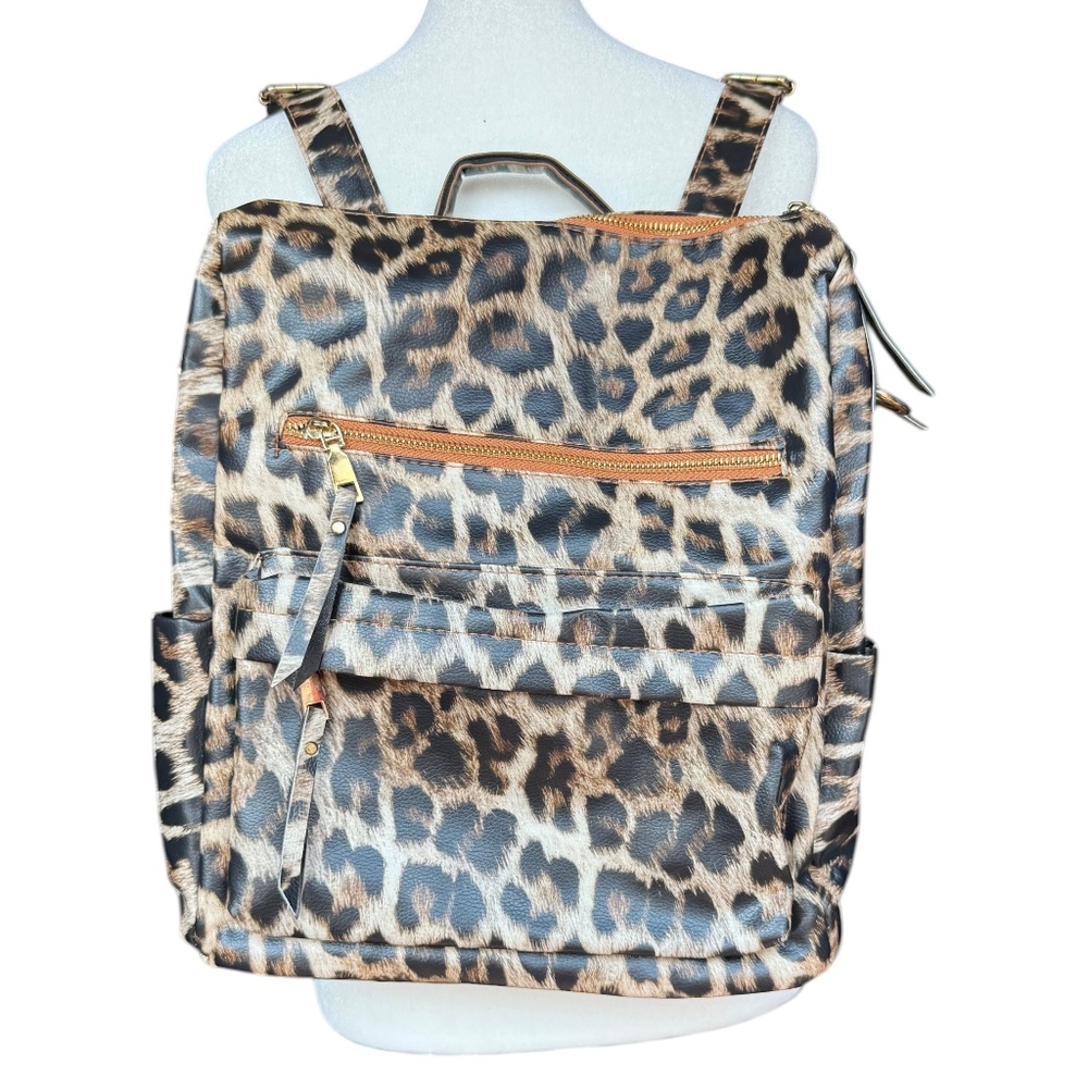 Leopard Print Backpack With Additional Strap - image 1